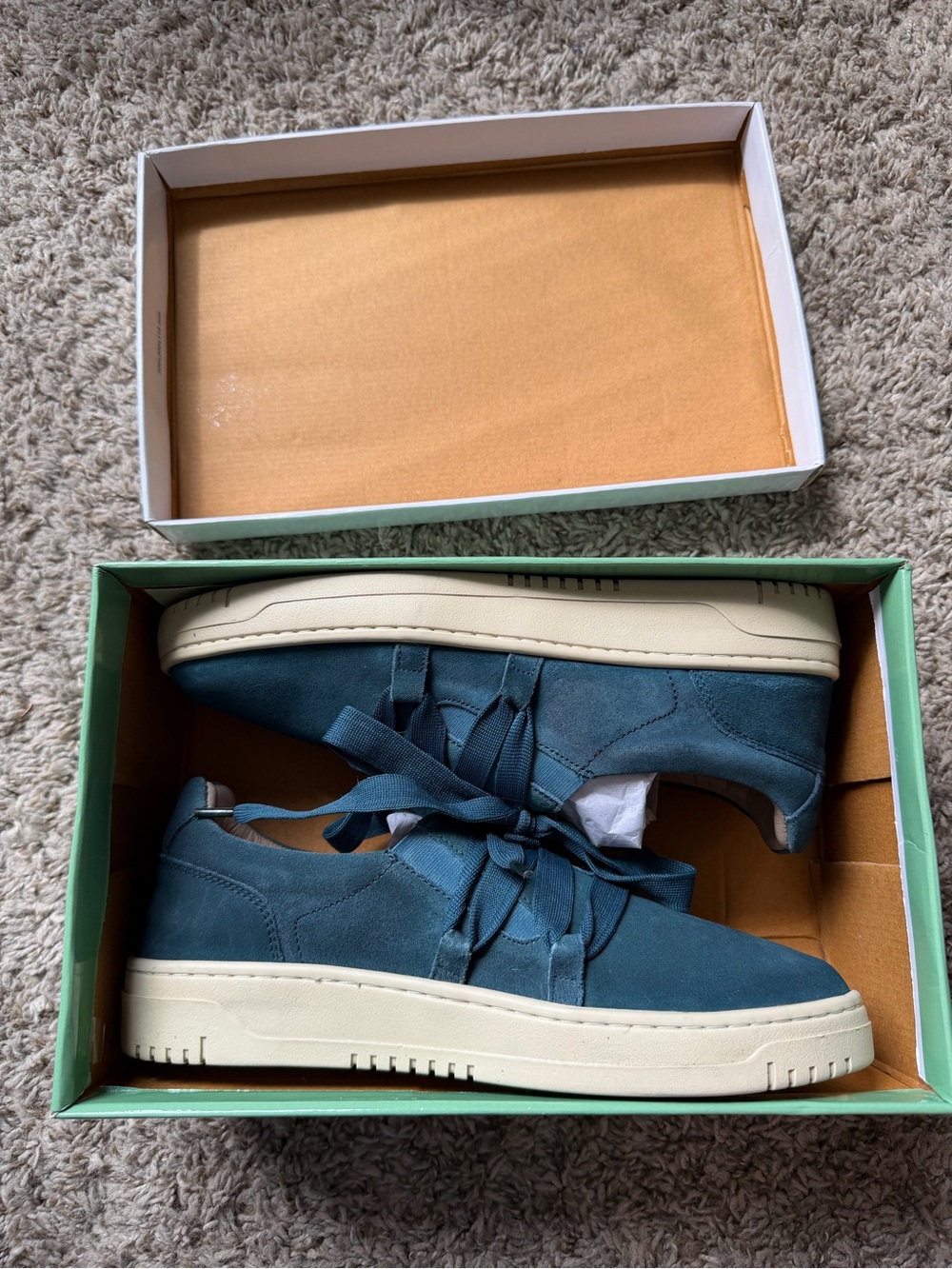 Coldwater Creek Teal Suede Lace-Up Sneakers with Cream Sole